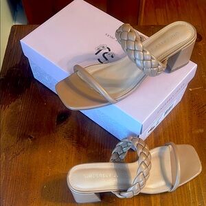 Sincerely Jules Tan Heeled Sandals with Braided Straps